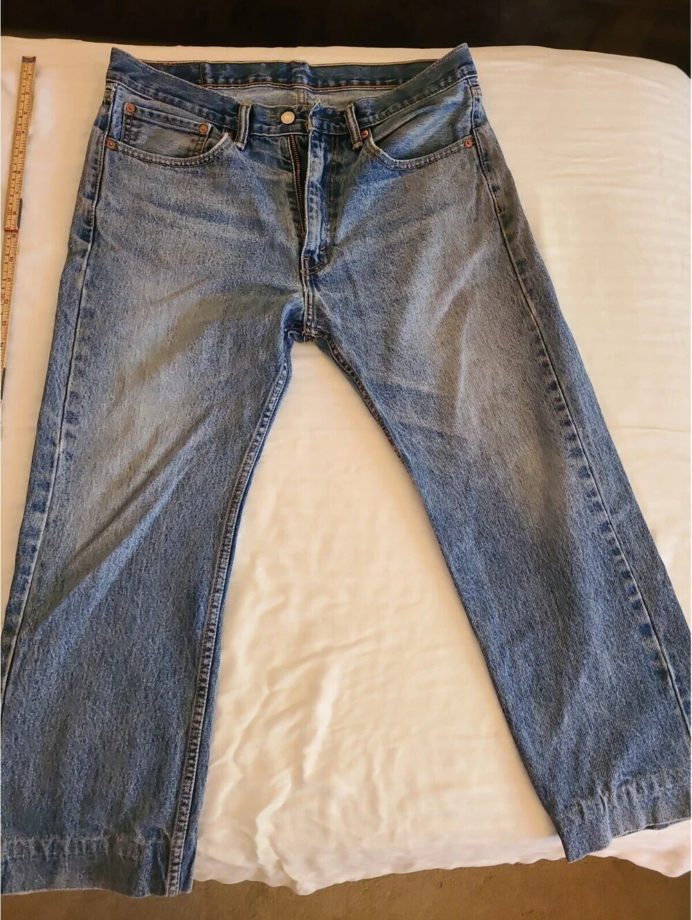 Men's Levis 505  W34 HEMMED To L25 Light denim blue jeans red tag